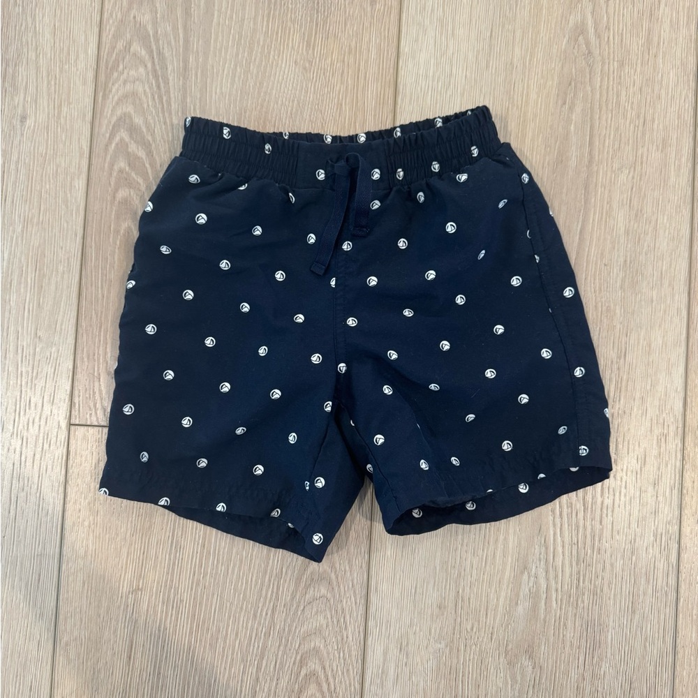 Navy Blue Kids Shorts with White Polka Dots
